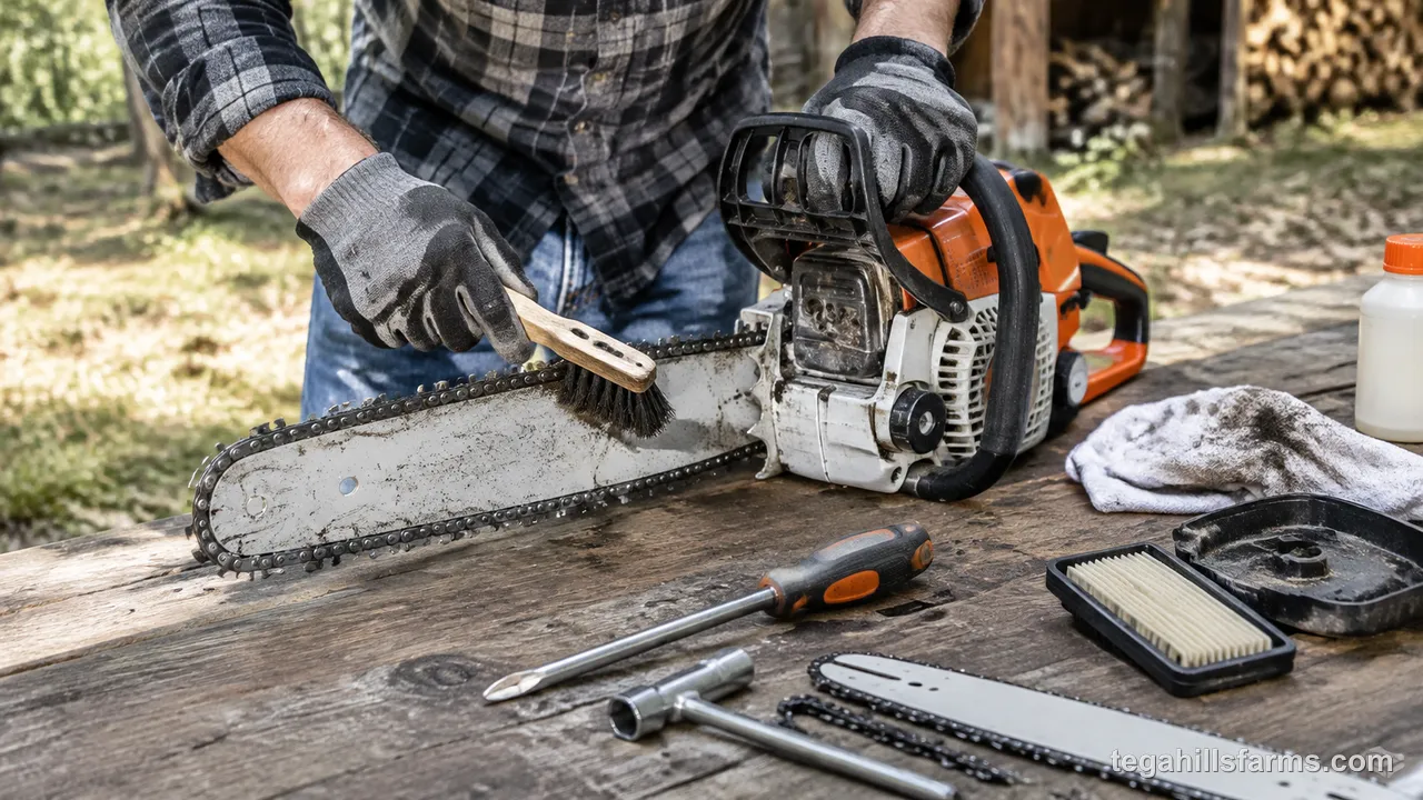 How do you clean a chainsaw after every use step by step?