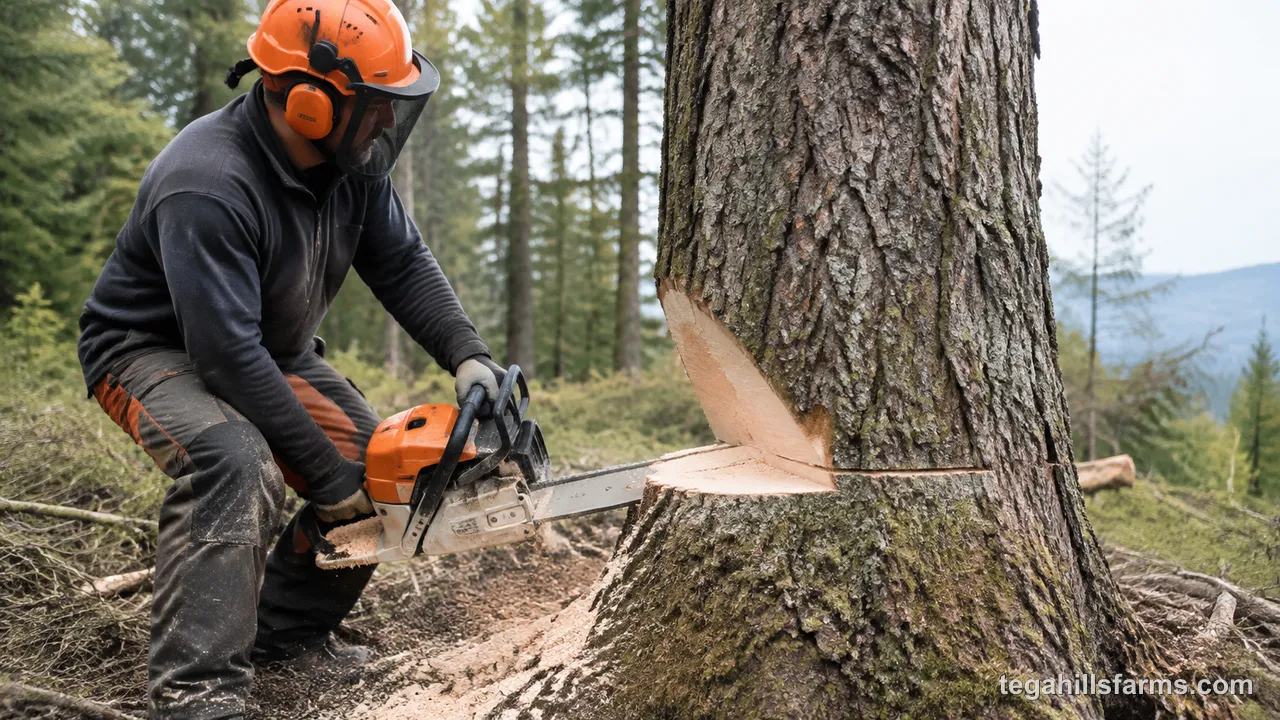 How do you cut the directional notch to control fall direction?