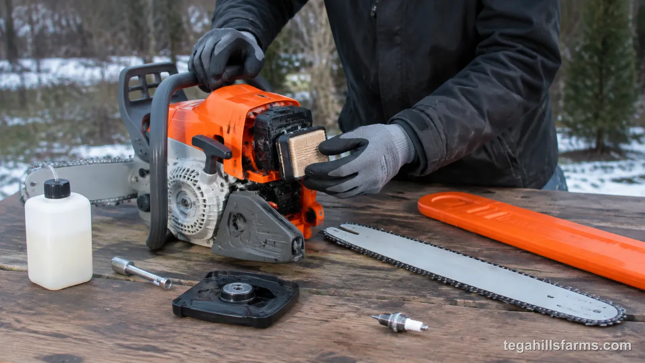 How do you winterize a gas chainsaw step by step?