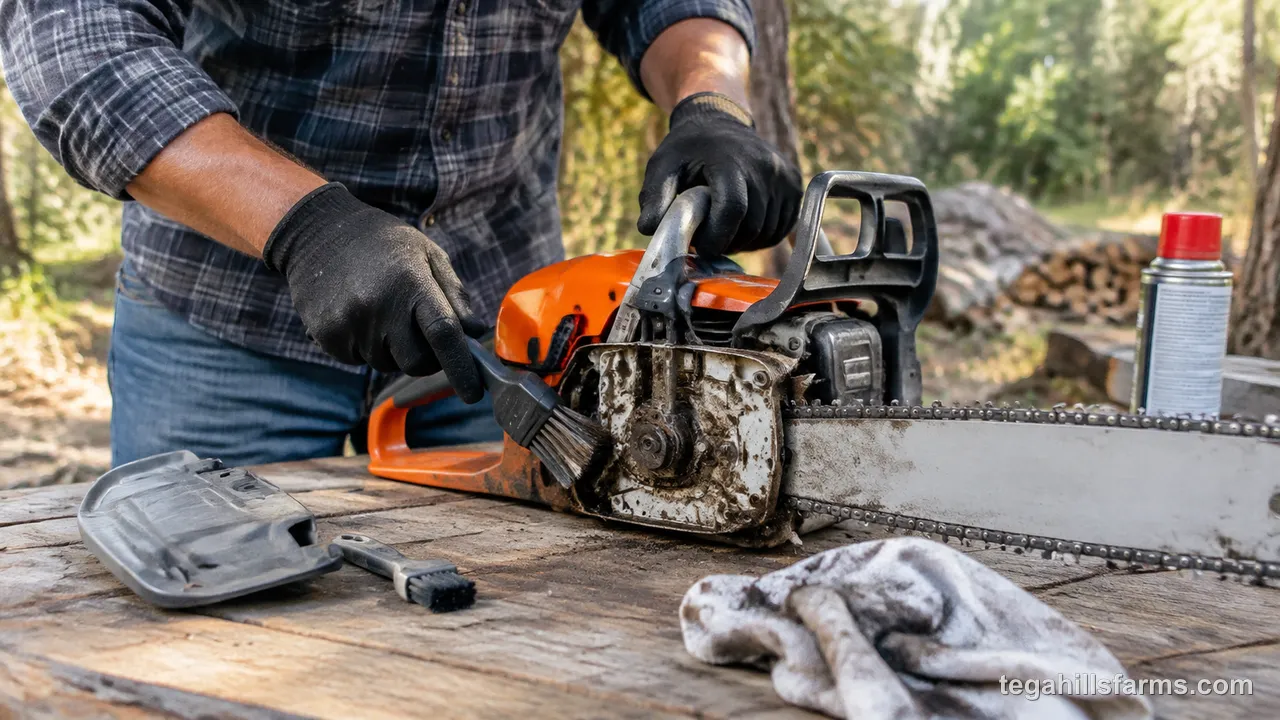 How does cleaning differ for gas, battery, and electric chainsaws?