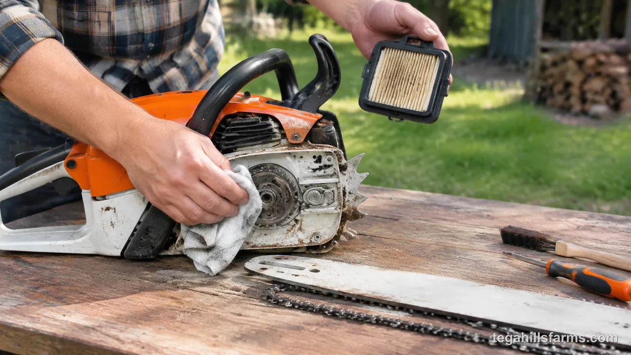 How often should you clean your chainsaw beyond a quick wipe?