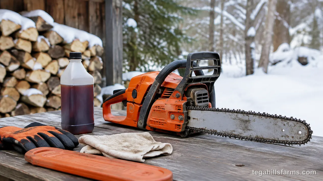 What counts as long-term winter storage for a chainsaw?