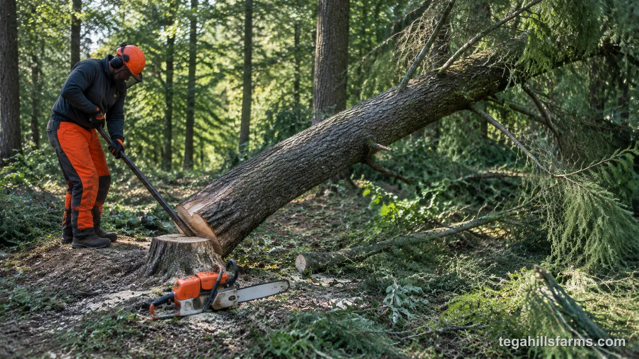 What do you do if the tree hangs up and how do you finish the job?