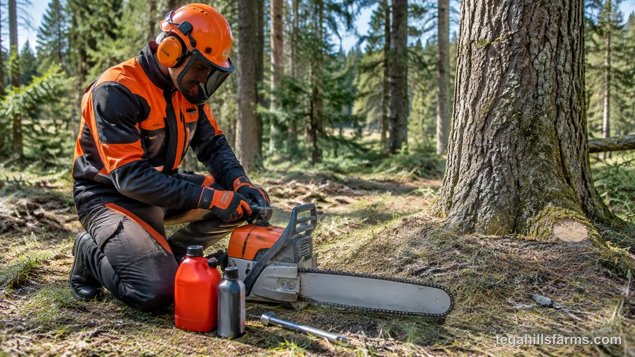 What safety gear and checks do you need before felling a tree?