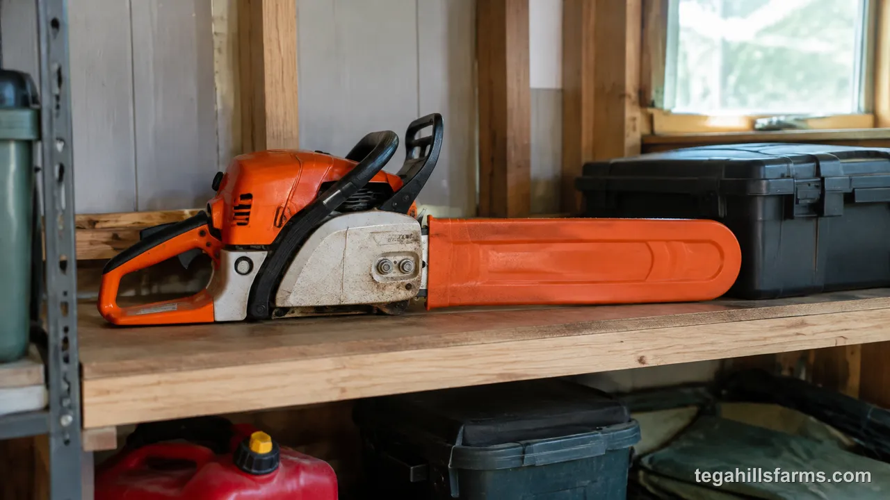 Where and how should you store your chainsaw for winter?